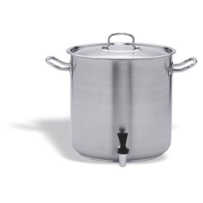 Pentola in Acciaio inox 18/10 con rubinetto e coperchio compatibile con cucina ad induzione Capacità lt. 24 Dimensioni ø cm. 32x32h Modello 108-032