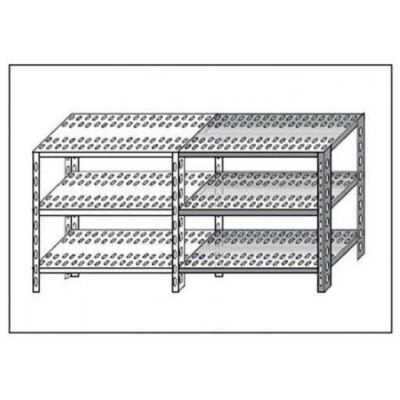 Scaffale inox a bullone IXP 3 ripiani forati spessore cm 2,5 inox 8/10 Lunghezza cm 70 Profondità cm 60 Altezza cm 150 Elemento componibile Completi di bulloni e piedini plastica Bordi antitaglio Finitura lucida Modello B3707060C