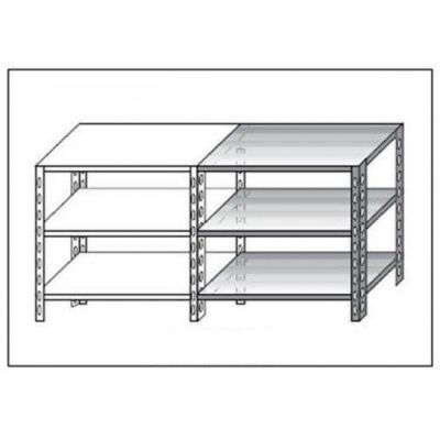 Scaffale inox a bullone IXP 3 ripiani lisci spessore cm 2,5 inox 8/10 Lunghezza cm 80 Profondità cm 30 Altezza cm 150 Elemento componibile Completi di bulloni e piedini plastica Bordi antitaglio Finitura lucida Modello B3698030C