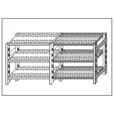 Scaffale inox a gancio IXP 3 ripiani forati spessore cm 2,5 inox 8/10 Lunghezza cm 160 Profondità cm 50 Altezza cm 150 Elemento componibile Completi di traverso di rinforzo e piedini plastica Bordi antitaglio Finitura lucida Modello G37016050C