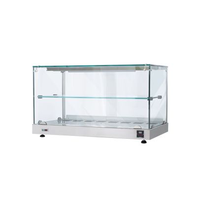 Termovetrina da banco SDF Struttura in acciaio inox Temperatura °C +30 /+ 90 Controllo termostatico Vetri diritti Capacità N. 2 VASSOI cm 40x60 Dim. Cm  L 120 x P 70 x H 55 Modello TB120E