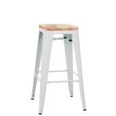 Sgabello impilabile da interno TESR Struttura in metallo verniciato Seduta in legno Modello 1082-BT503W