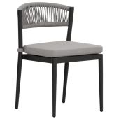 Sedia da esterno impilabile TESR Struttura in alluminio verniciato, schienale in corda, cuscino idrorepellente Modello 1788-MB2