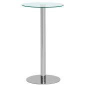 Tavolo da interno TESR Base in acciaio inox cromato, piano in vetro temperato, spessore 13 mm  Modello 1840-BT2G