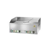 FryTop elettrico Modello FRY2LRC doppio liscio rigato piano in acciaio cromato