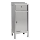 Armadio scrivimpiedi in acciaio inox IXP con piedini n. 1 anta a battente e cassetto Modello 69901430C