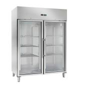 Armadio Frigo Refrigerato tropicalizzato Modello AK1414TNG Porta a vetro temperatura normale acciaio inox