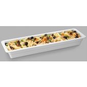 Bacinella gastronomia in melamina bianca GN 2/4 (mm. L 530 x P 162) Resistente alle rotture e sicure al contatto con ogni alimento Lavabile in lavastoviglie Temperatura di utilizzo da -20°C a + 70°C Altezza mm 65 Modello MPGN24065B
