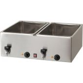 Bagnomaria elettrico con rubinetto Modello BM216R per GN 1/1 Potenza 1000 + 1000 W