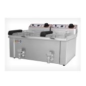 Friggitrice Elettrica Da banco con rubinetto Modello FBR13+13LT Potenza: KW 5+5 Monofase