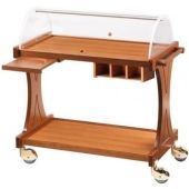 Carrello di servizio in legno Modello CL2260 due piani Cupola in plexiglas semicircolare con coperchi rientranti