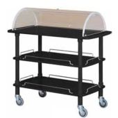 Carrello di servizio in legno Nero lucido con cupola in plexiglas Modello CLC2013N Tre piani