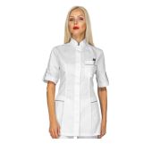 Casacca Antigua da donna MANICA CORTA 65% Poliestere 35% Cotone BIANCO + GRIGIO Disponibile in diverse taglie Modello 003010M