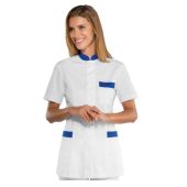 Casacca Costarica da donna MANICA CORTA 65% Poliestere 35% Cotone BIANCO + BLU CINA Disponibile in diverse taglie Modello 002906M