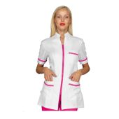 Casacca Florida da donna MEZZA MANICA 100% Poliestere Bohème BIANCO + FUCSIA Disponibile in diverse taglie Modello 002586