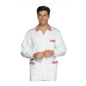 Casacca cuoco Peter Manica lunga 100% Cotone Bianco + rosso Disponibile in diverse taglie Modello 036111