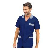 Casacca cuoco Peter Manica corta 65% Poliestere 35% Cotone Blu Disponibile in diverse taglie Modello 036102M