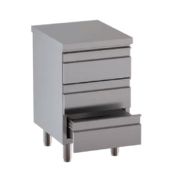 Cassettiera 3 cassetti in acciaio inox Senza alzatina autoportante con piano di lavoro Modello DSNCT056