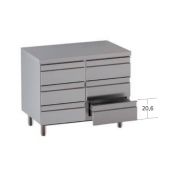 Cassettiera 6 cassetti in acciaio inox Senza alzatina autoportante con piano di lavoro Modello DSN6C106