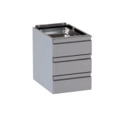 Cassettiera 3 cassetti in acciaio inox Lunghezza 40 cm per inserimento tavolo armadiato profondità 70 cm Modello DSC3CH406857
