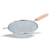 Colino doppia maglia in acciaio inox Dimensioni ø cm. 26 Lunghezza manico cm 27 Lunghezza totale cm 53 Modello 316-026