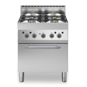 Cucina a gas 4 fuochi MDLR Modello F6570CFGEB Forno elettrico ventilato con porta in acciaio