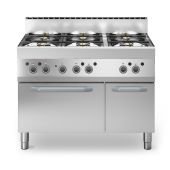 Cucina a gas 6 fuochi MDLR Modello F65110CFGEB Forno elettrico ventilato con porta in acciaio e armadio neutro