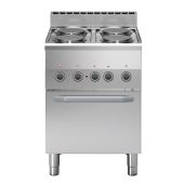 Cucina elettrica 4 piastre MDLR Modello F6060CFE Forno elettrico ventilato GN2/3 con porta in acciaio