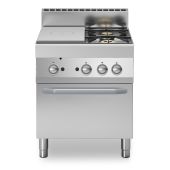Cucina tuttapiastra a gas+2 fuochi MDLR Modello F7070TPPFGFB Forno a gas