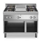 Cucina tuttapiastra a gas+4 fuochi MDLR Armadio aperto Modello F70110TPPGFBA