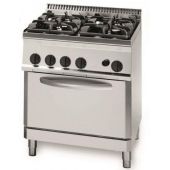 Cucina a gas 4 fuochi con forno a gas Gn 2/1 TX Potenza 26.5 kW Modello PF70GG7