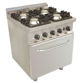 Cucina a gas 4 Fuochi CI Modello RisCu042 con Forno a gas statico GN 2/1 cm L 68,5 x P 53 x 35 H Potenza Gas 25.9 kW