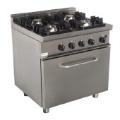 Cucina a gas 4 Fuochi CI Modello RisCu048 con Forno elettrico statico GN 2/1 cm L 68,5 x P 53 x 35 H Potenza Gas 24 kW