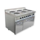 Cucina elettrica 6 Piastre CI Modello RisCu056 Forno elettrico statico cm L 54,5 x P 53 x 35 H Vano neutro con porta Potenza 26,18
