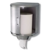 Dispenser di carta in rotolo industriale MDC Acciaio Inox Satinato antivandalico adatto a bagni comuni Capacità: circa 600 salviette Modello DT0303CS