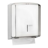 Dispenser di salviette di carta piegate a C o a Z MDC Acciaio Inox Lucido antivandalico adatto a bagni comuni Capacità: circa 600 salviette Modello DT2106C