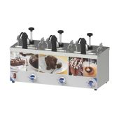 Distributore di salse triplo con pompa e beccuccio riscaldato CLN Modello CDSPBC3