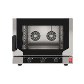 Forno elettrico ventilato a convezione con vapore diretto Modello EKF411NALUD Capacità n.4 teglie/griglie GN 1/1 cm 53 x 32,5 Potenza Kw 6,4 Apertura laterale