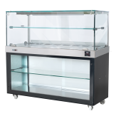 Espositore banchetto caldo SDF Vano a giorno Temperatura °C +30 /+ 90 Capacità N. 3 Vassoi Cm 35x45 Dim. Cm L 120 x P 53 x H 135 Modello BA120