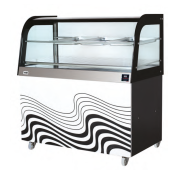 Espositore banchetto caldo SDF Vano chiuso Vetri curvi Temperatura °C +30 /+ 90 Capacità N. 2 Vassoi Cm 40x60 Dim. Cm L 100 x P 70 x H 140 Modello BC100EC