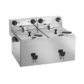 Friggitrice Elettrica Da banco doppia con rubinetto Modello FE88R Potenza: 3250 + 3250 W