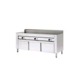 Cuocipiada a gas PL Modello CP12  Piana in acciaio inox Su vano inox con ante Capacità 12 piadine 