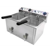 Friggitrice Elettrica Da banco Modello FR10+10 con rubinetto Potenza KW 3+3