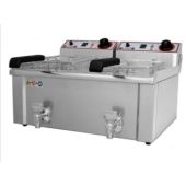 Friggitrice Elettrica Da banco con rubinetto Modello FBR9+9LT Potenza: KW 3.5+3.5 Monofase