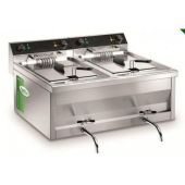 Friggitrice Elettrica Da banco Modello MFR212R con rubinetto Potenza 9000x2 Watt