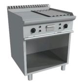 Fry Top a Gas CI Modello RisFry024 2 Zone di Cottura Piastra 1/2 Liscia 1/2 Rigata vano a giorno Potenza kW 10,8