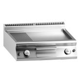 Fry top a gas piastra 2/3 liscia 1/3  rigata cromata MDLR Modello CL7080FTRGSCRT