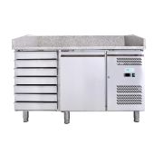 Banco Pizza refrigerato ForCold Modello G-PZ1610TN-FC in acciaio inox AISI 201 Ventilato 1 porta refrigerate + 1 cassettiera neutra con 7 cassetti