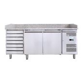 Banco Pizza refrigerato ForCold Modello G-PZ2610TN-FC in acciaio inox AISI 201 Ventilato 2 porte refrigerate + 1 cassettiera neutra con 7 cassetti