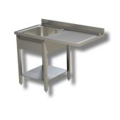 Lavello/Lavatoio Acciaio Inox Una Vasca con Sgocciolatoio su gambe con ripiano inferiore Con vano incasso lavastovoglie Modello GLS/D146
